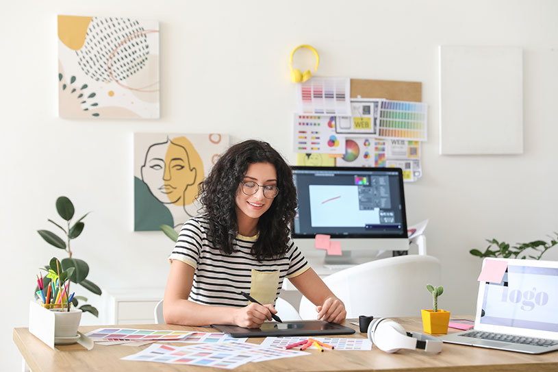 Freelancer working on their computer