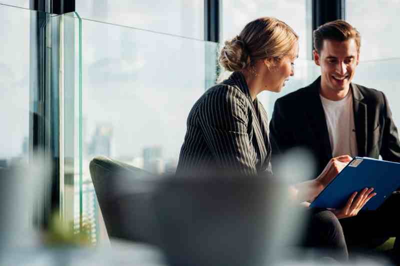 Man and woman having business meeting