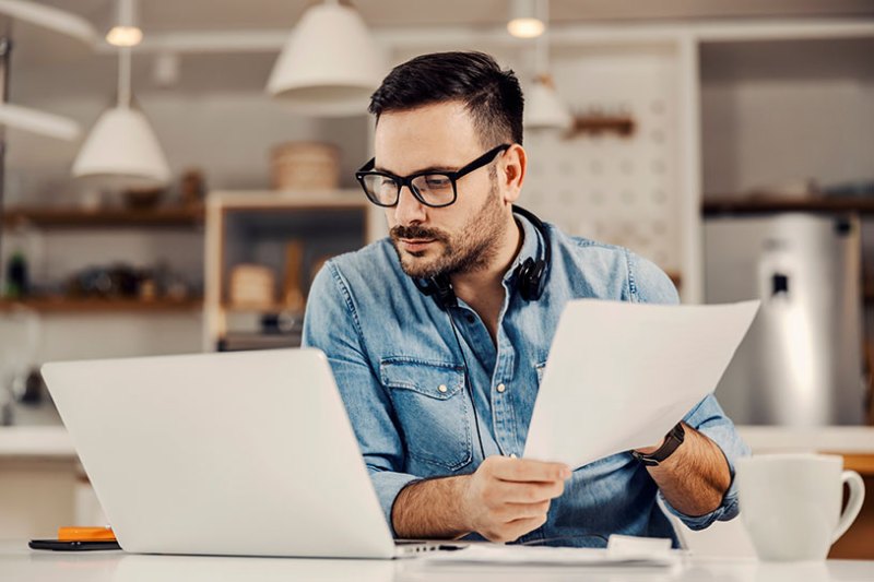 Businessman working on laptop