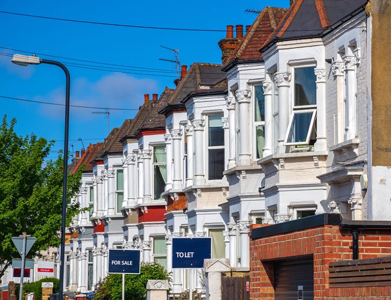 Row of terraced houses in London