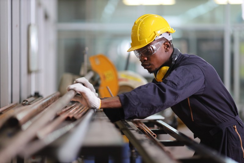 Mechanical engineer working in a factory