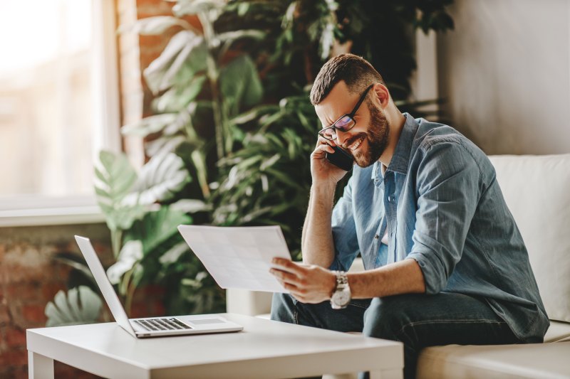 Freelancer working at home on a computer