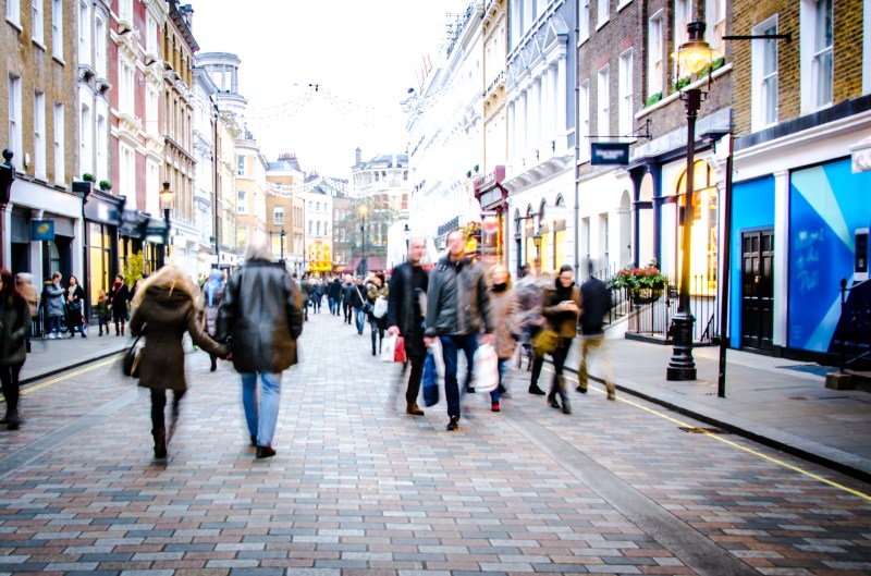 Busy UK high street