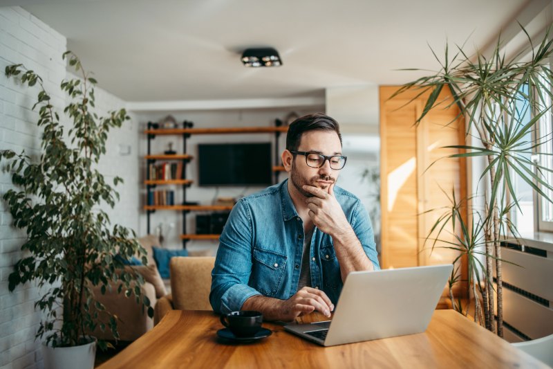 Businessman working on a laptop