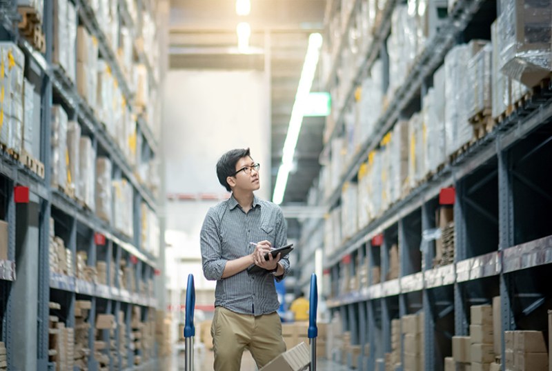 Business owner in warehouse