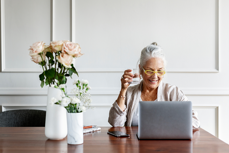 Lady working at laptop