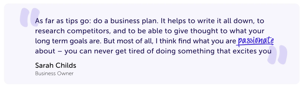 Inspiring quote from a small business owner