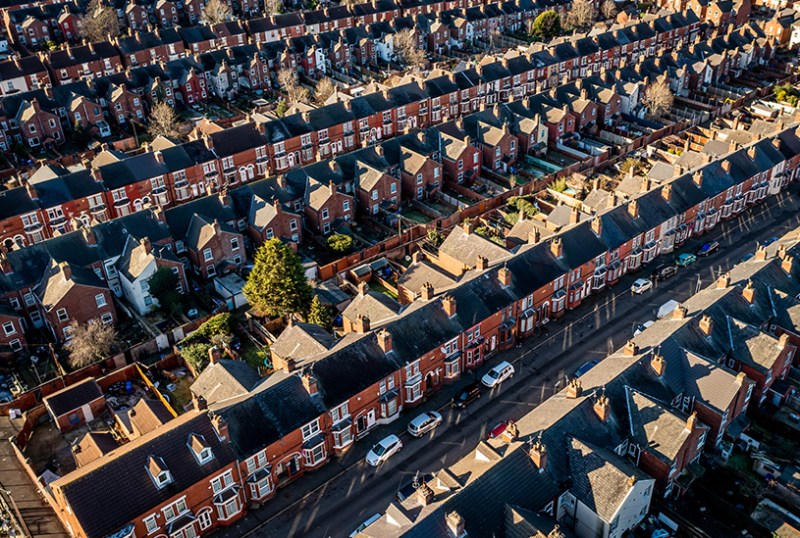 Aerial view of UK houses