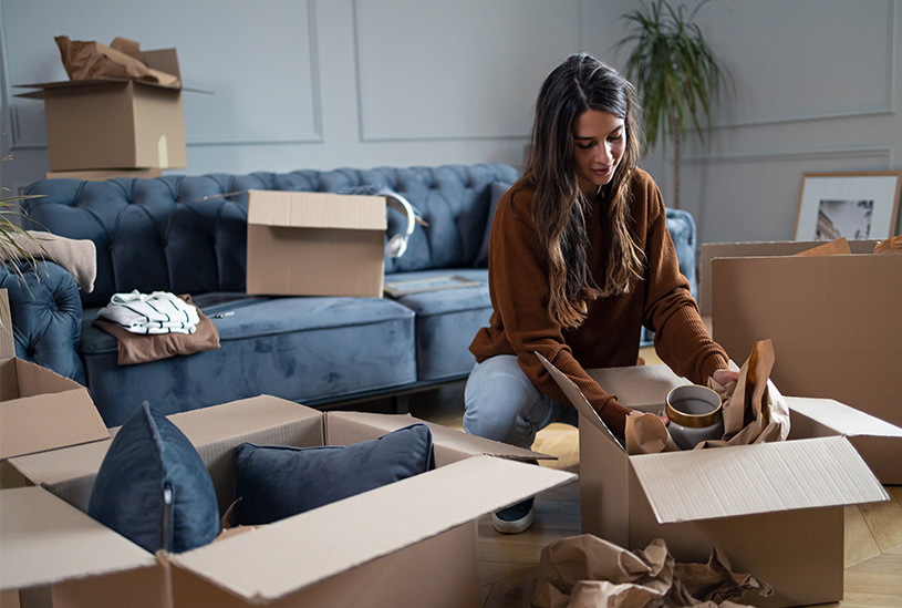 Tenant packing up and moving out of a rental property