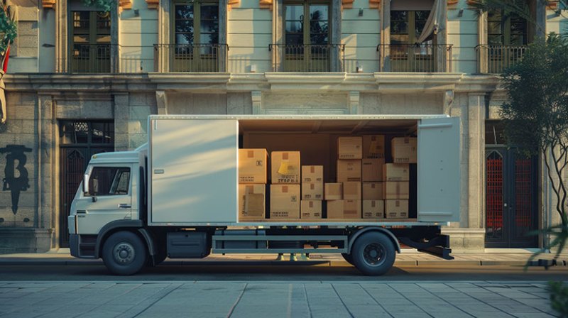 A moving van filled with boxes as part of an office relocation