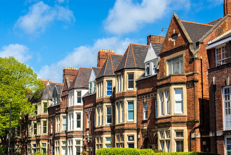 Row of houses in Cardiff, Wales