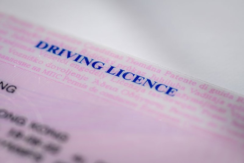 Close up of a UK driving licence