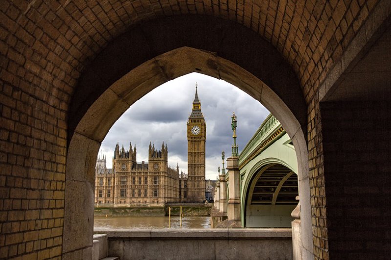 Looking at Big Ben and the UK parliament in Westminster, London